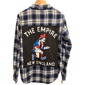 Couture Upcycled 100% Cotton New England Patriots Plaid Button-Up Flannel